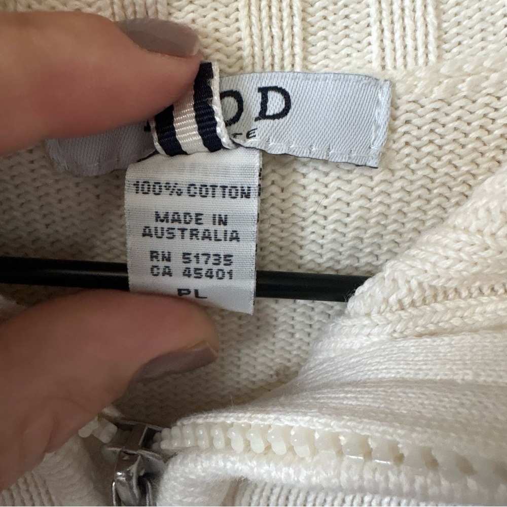 IZOD Cotton Sweater Zip Up White Petite Large - Picture 9 of 9